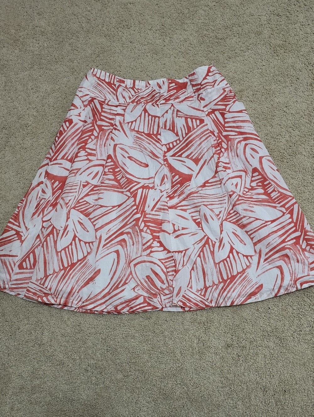 NWT Coral & White Tropical Print A-Line Skirt